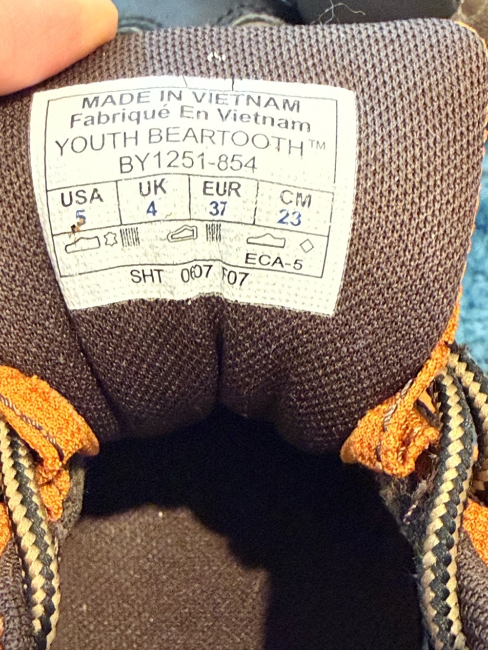 Columbia Beartooth Hiking Shoe Youth Boy Size 5 Waterproof Orange & Brown Boot - Picture 3 of 7
